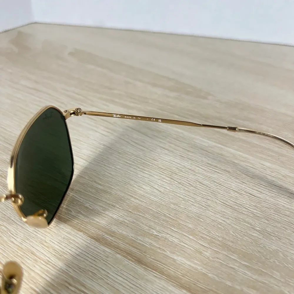 Ray-Ban RB3694 Jim 001/31 Sunglasses Green Tint Gold Metal 53-20-145 Italy
